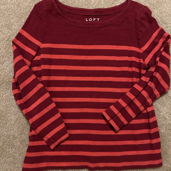 LOFT Striped Boatneck Tee - Size M - Picture 1 of 3
